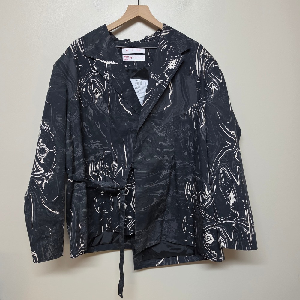 Reebok x Pyer Moss Sample Marble Print Wrap Blazer‎ Jacket Black White Mens M
